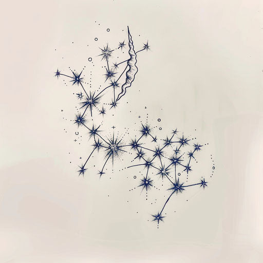 Sketch of ethereal Cancer constellation tattoo