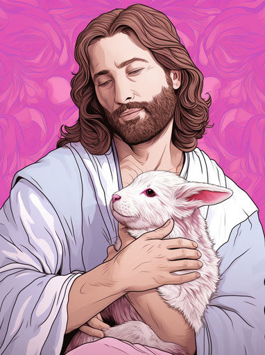 The divine man with bread, meticulous linework illustration