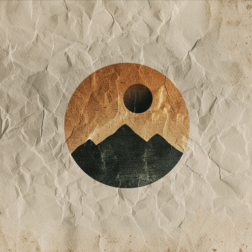 Vintage logo design with distressed paper background, muted colors