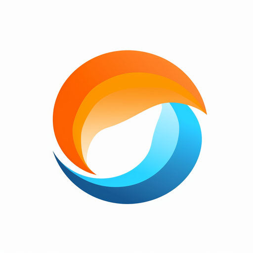 Minimalist company logo with vibrant orange and blue colors