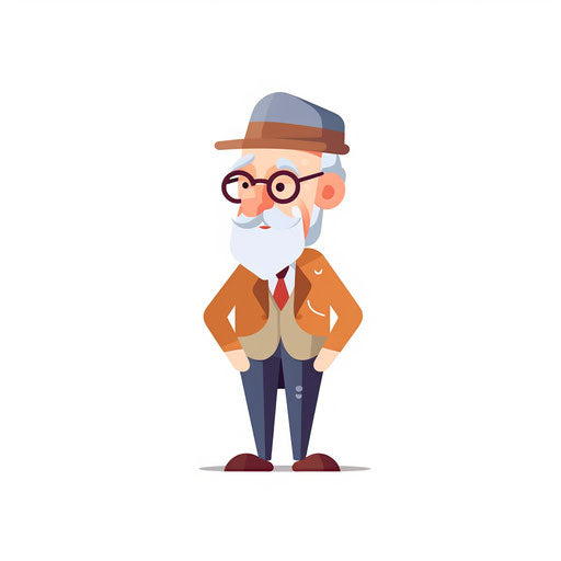 Minimalist grandfather clipart on white background
