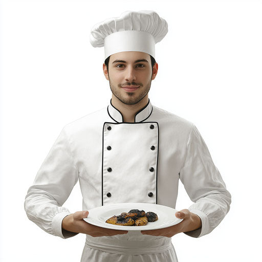 Realistic 3D chef with flat white background, isolated clipart