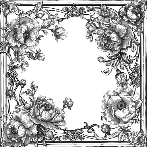 Vintage floral frame with delicate blooms and ornate borders