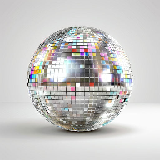 Photo realistic disco ball clipart on flat white background