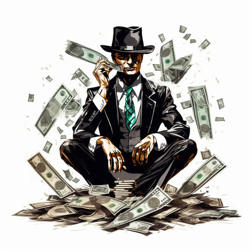Cash clipart in the style of Chiaroscuro Art, on a white background