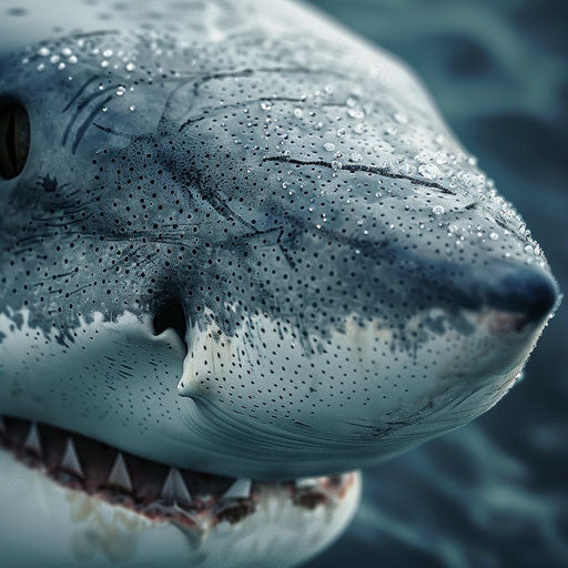 Close-up of great white shark revealing skin details