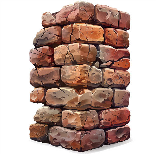 Realistic brick wall clipart on flat white background