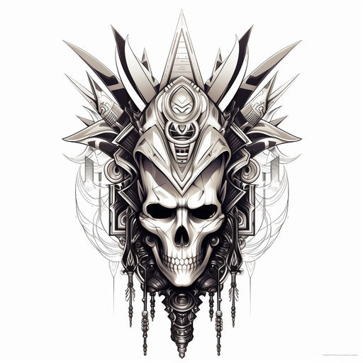 Skull with pharaoh's mask tattoo