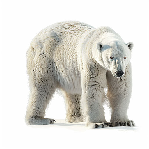 Realistic polar bear clipart on white background with high detail