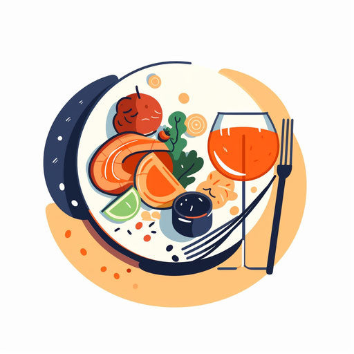 Dinner clipart in the style of Minimalist, on white background