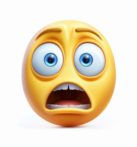 Emoji face surprised with wide open mouth and staring eyes