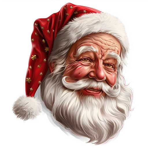 Santa face clipart in photorealistic style