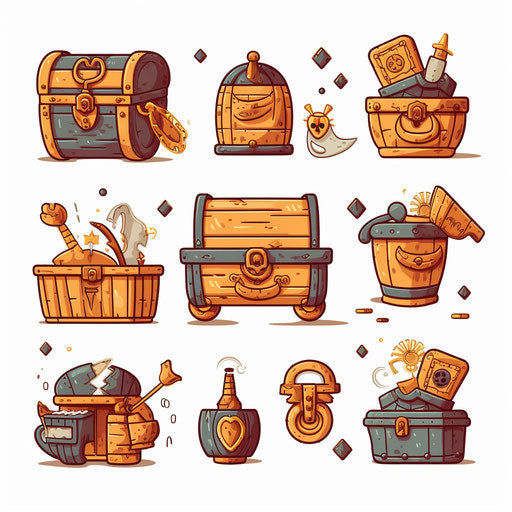 Minimalist style treasure clipart, on white background