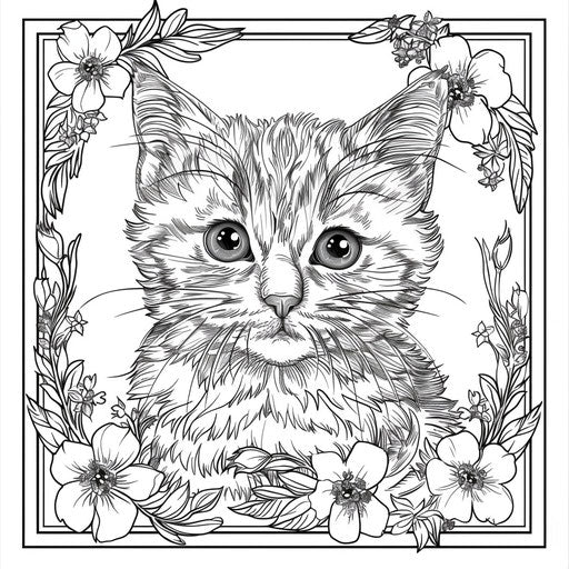 Sophisticated kitten with delicate floral designs