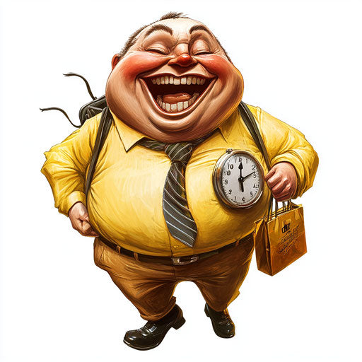 Humorous caricature of a time caricature with human characteristics