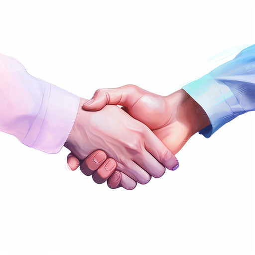 Handshake drawing in Pastel Colors Art style, on white background