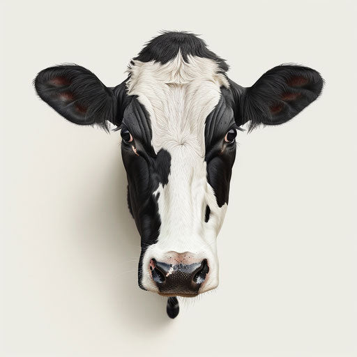 Realistic cow head illustration on white background