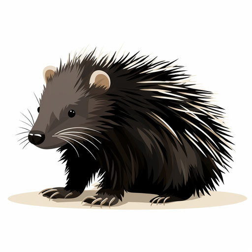 Minimalist style clipart of porcupine, on white background