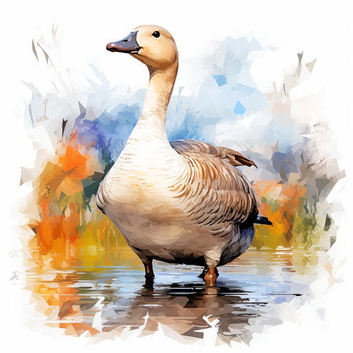 Goose clipart in the style of Impressionistic Art, on a white background