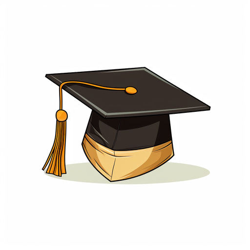 Graduation Cap in Minimalist Style on White Background