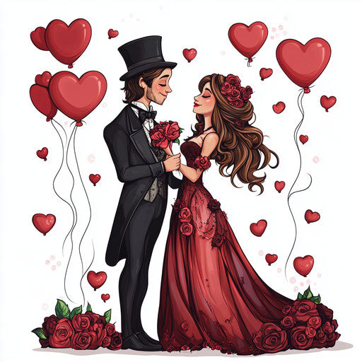 Valentine's Day Couple in Detailed Art Style