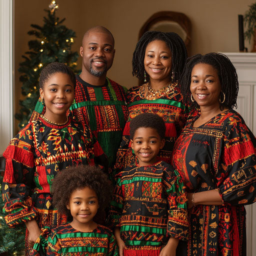 Warm family portrait during Kwanzaa