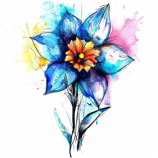 December birth flower tattoo - vibrant watercolor