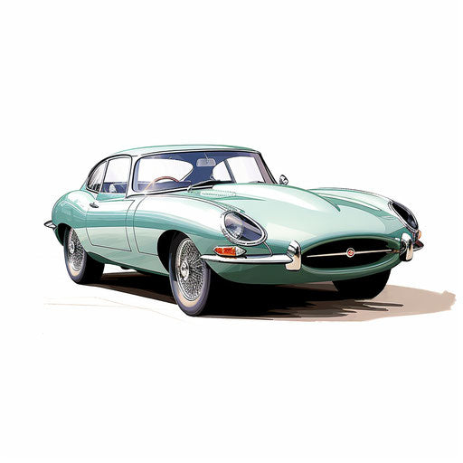 Seafoam green Jaguar E Type car