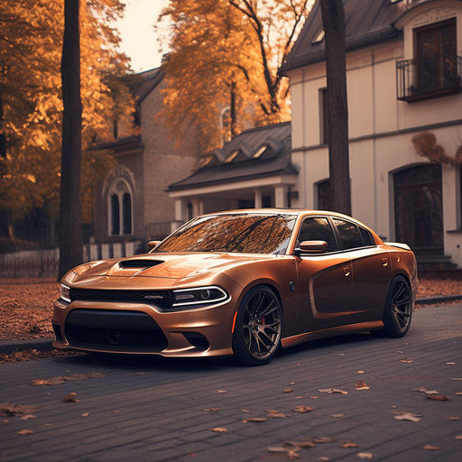 Powerful sports car in champaign color