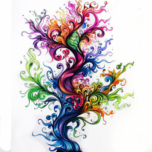 Surreal vine tattoo art with fantasy elements and vivid colors