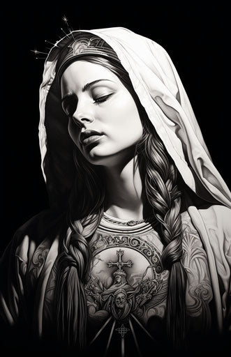 Catholic tattoo in the style of street art 81:125
