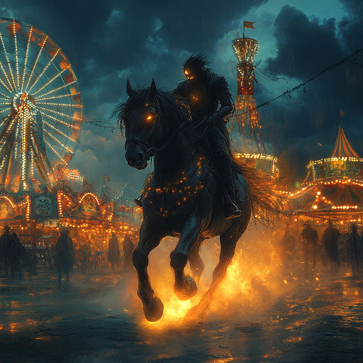 Headless rider in haunted carnival