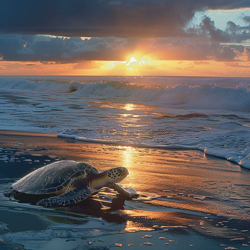 Return to the ocean at dawn: sea turtle after nesting