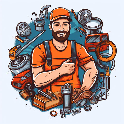 Minimalist mechanic clipart on white background