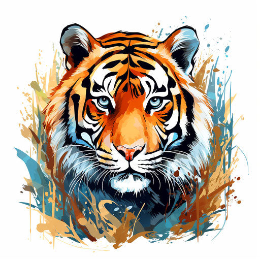 Cartoon tiger in Impressionistic Art style