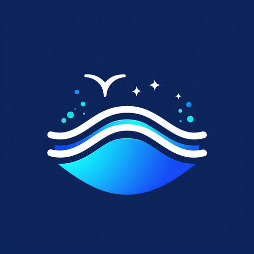 Sleek cleaning logo with clean lines on blue gradient background