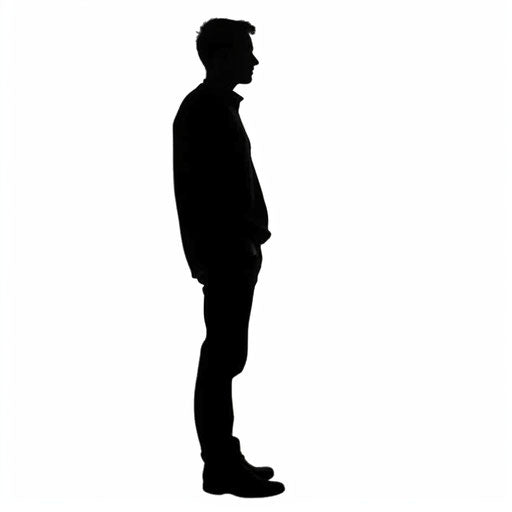 Minimalist person silhouette, on a white background