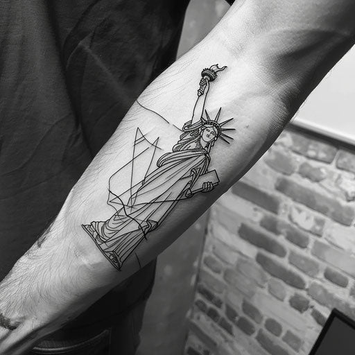 Minimalist sketch of the Statue of Liberty in a single continuous line