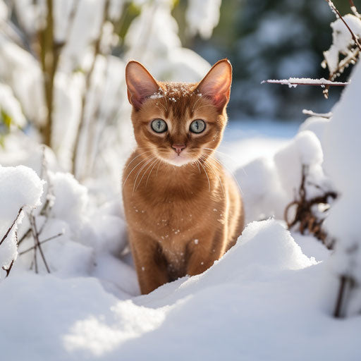 Burmese cat in the snow
