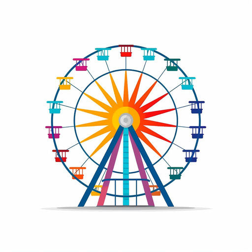 Minimalist ferris wheel clipart on white background