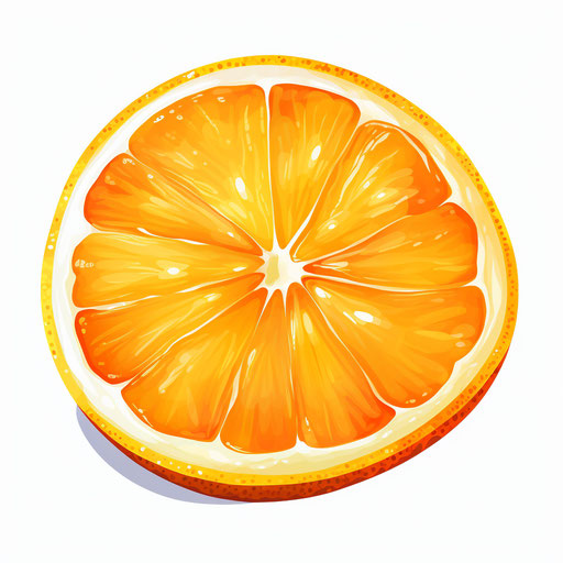 Orange slice in Oil painting style on white background