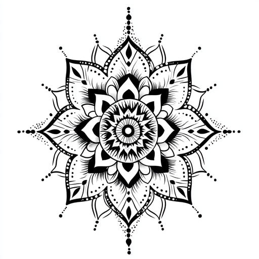 Tribal mandala with bold lines in tattoo sketch