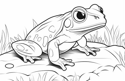 Coloring sheet with a cartoon frog with big eyes