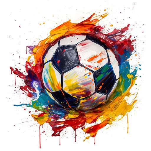 Soccer ball in oil painting style, white background