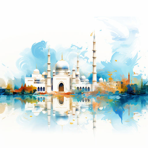Eid Mubarak clipart in the Impressionistic Art style, on white background