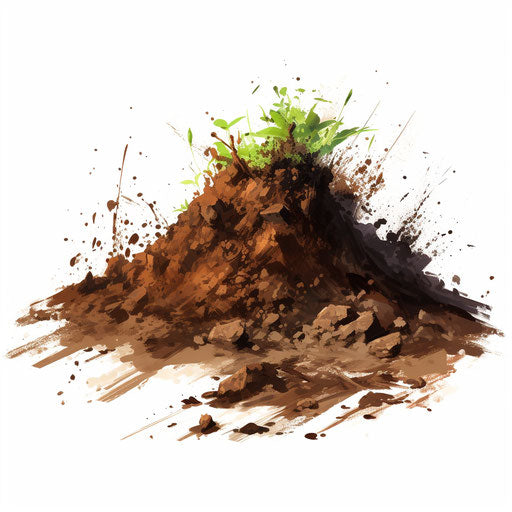 Dirt illustration in the style of oil painting, on white background