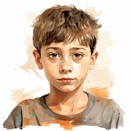 Brother clipart in the style of an oil painting, on a white background