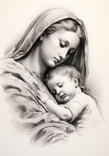 Religious scene in Madonna and child style, classical