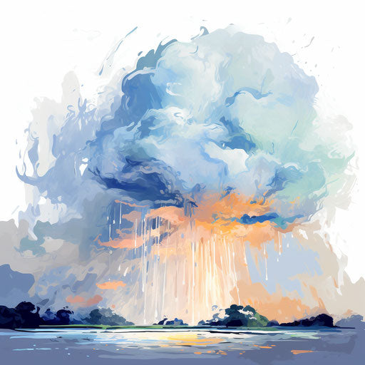 Rain cloud clipart in the style of Impressionistic Art