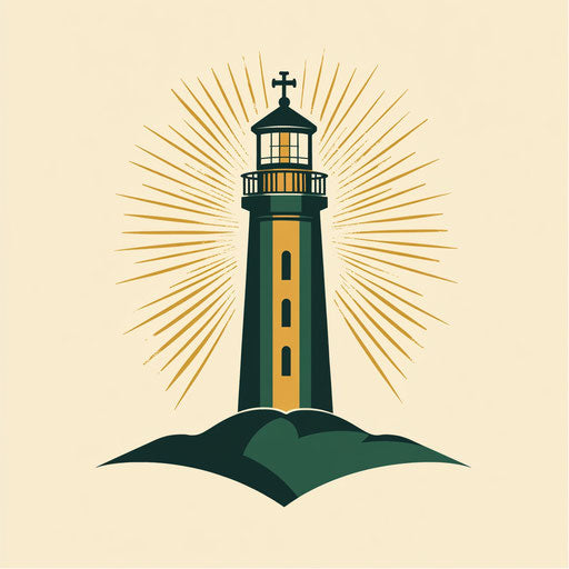 Stylish church logo with stylized lighthouse and cross